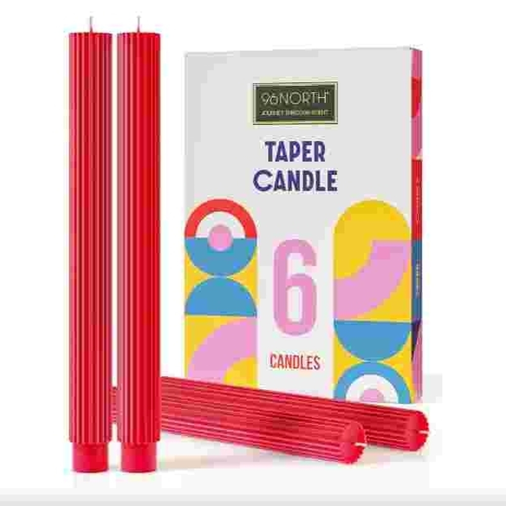 96NORTH Red Taper Candles - Set of 6